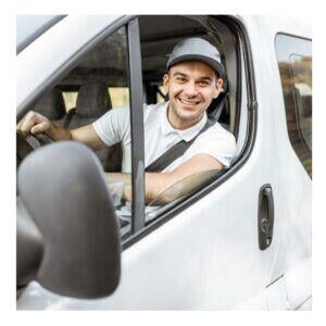 A commercial driver in his van