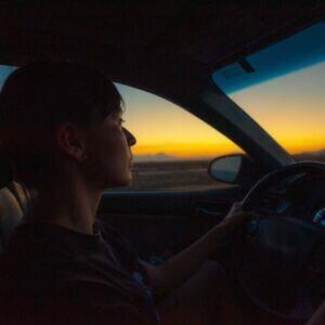 person driving calmly